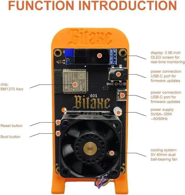 Alt view image 3 of 7 - Bitaxe 601 Gamma Bitcoins Miner 1.2TH/s Solo Miners BM1370 Asic Chip 2.4G WiFi 18W/TH BTC Miner Machine Lottery Crypto Miner with Open System Asic Bitcoins Mining Machine