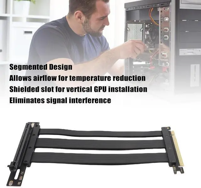 Alt view image 2 of 7 - PCIe 4.0 X16 Riser Cable, 90 Degree High Speed GPU Extension Cable Extender Card Extension Adapter for RTX 4090 Ti for 8900 XT (25cm)