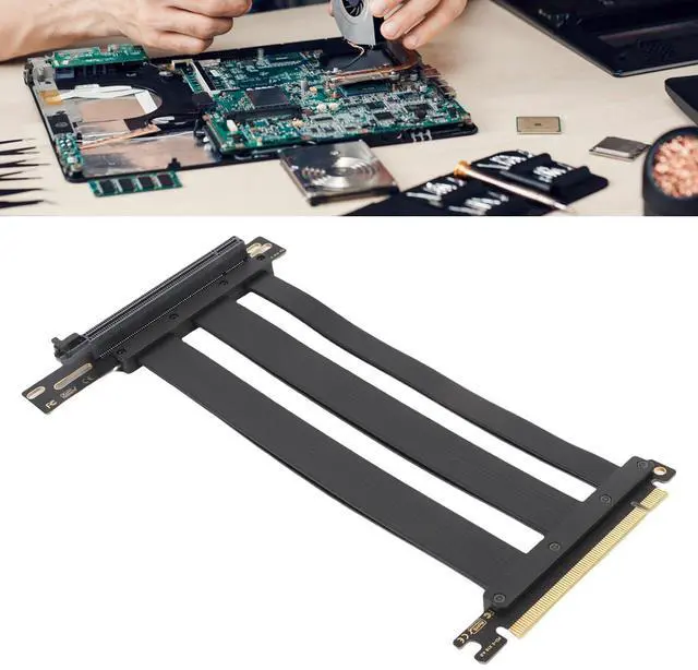 Alt view image 5 of 7 - PCIe 4.0 X16 Riser Cable, 90 Degree High Speed GPU Extension Cable Extender Card Extension Adapter for RTX 4090 Ti for 8900 XT (25cm)