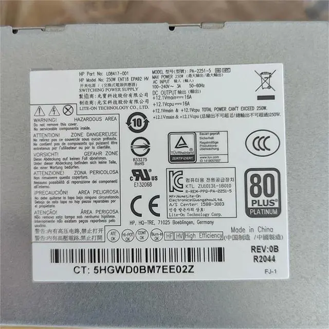 Alt view image 2 of 5 - PA-2251-5 L08417-001 for ProDesk 400 600 800 G3 G4 Power Supply 250W L08417-002 D16-250P1A 901761-002