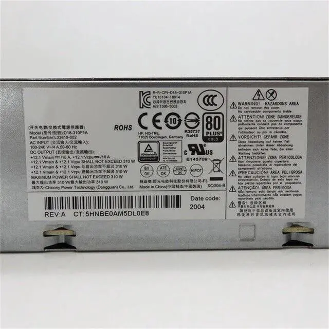 Alt view image 2 of 6 - D18-310P1A L33619-002 for 280 G5 SFF 310W Power Supply 4Pin 4Pin PCH019 PA-1181-3 PCH021 DPS-180AB-26 A 3A 30A