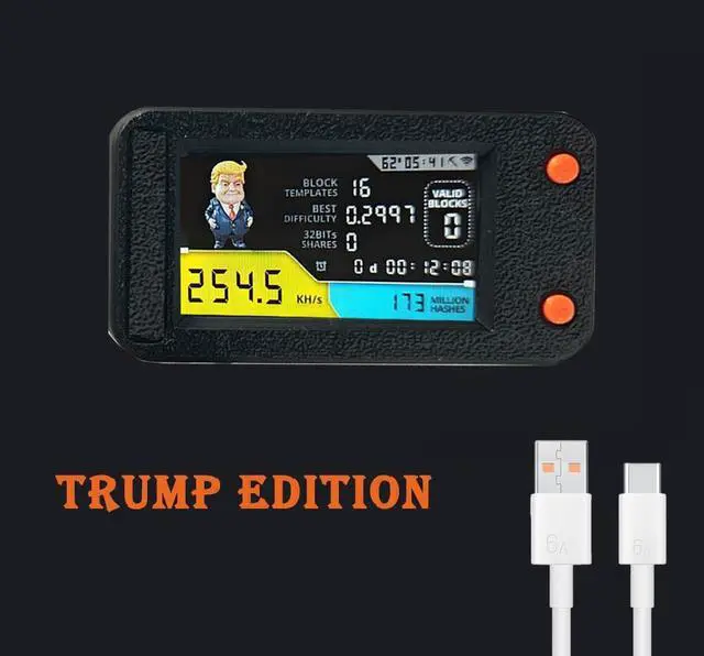 Alt view image 4 of 7 - New NerdMiner V2 Pro 250KH/S Donald Trump Edition T Display S3 Crypto Miner Low Power Consumption Fan-Cooled Lucky Solo Lottery Miner BTC Miner by ACAUTO (Black)