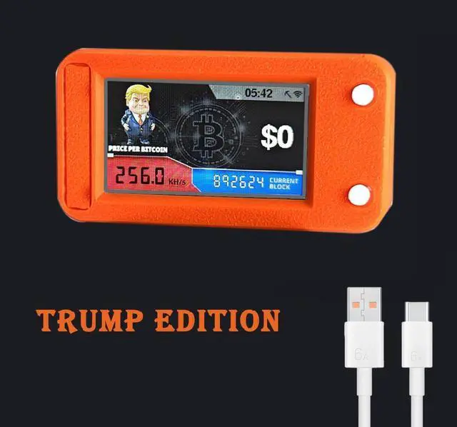 Alt view image 2 of 7 - New NerdMiner V2 PRO 250KH/S Donald Trump Edition T Display S3 Crypto Miner Low Power Consumption Fan-Cooled Lucky Solo Lottery Miner BTC Miner by ACAUTO (Orange)