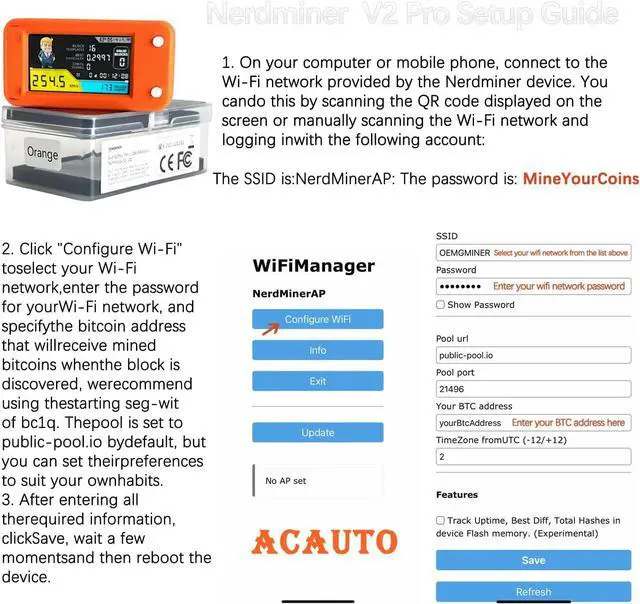 Alt view image 6 of 7 - New NerdMiner V2 PRO 250KH/S Donald Trump Edition T Display S3 Crypto Miner Low Power Consumption Fan-Cooled Lucky Solo Lottery Miner BTC Miner by ACAUTO (Orange)