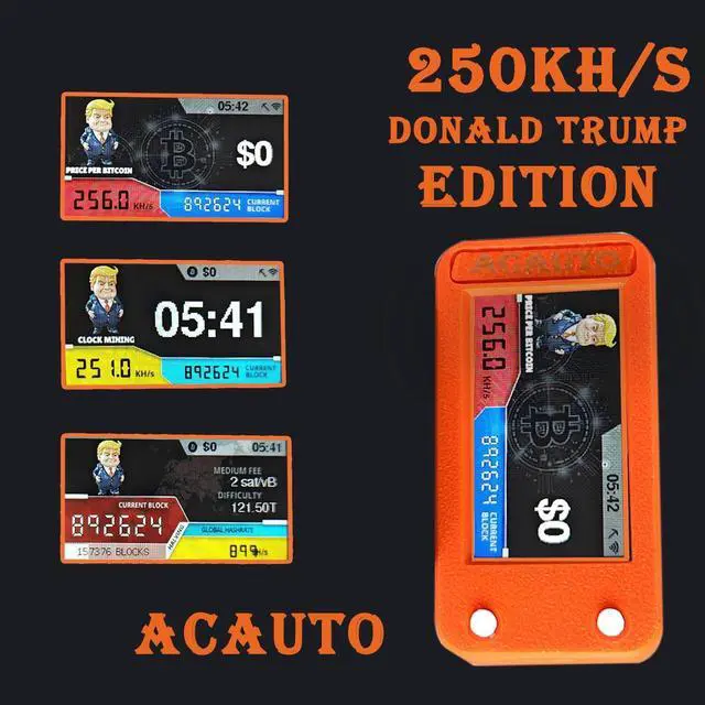 Alt view image 3 of 7 - New NerdMiner V2 PRO 250KH/S Donald Trump Edition T Display S3 Crypto Miner Low Power Consumption Fan-Cooled Lucky Solo Lottery Miner BTC Miner by ACAUTO (Orange)