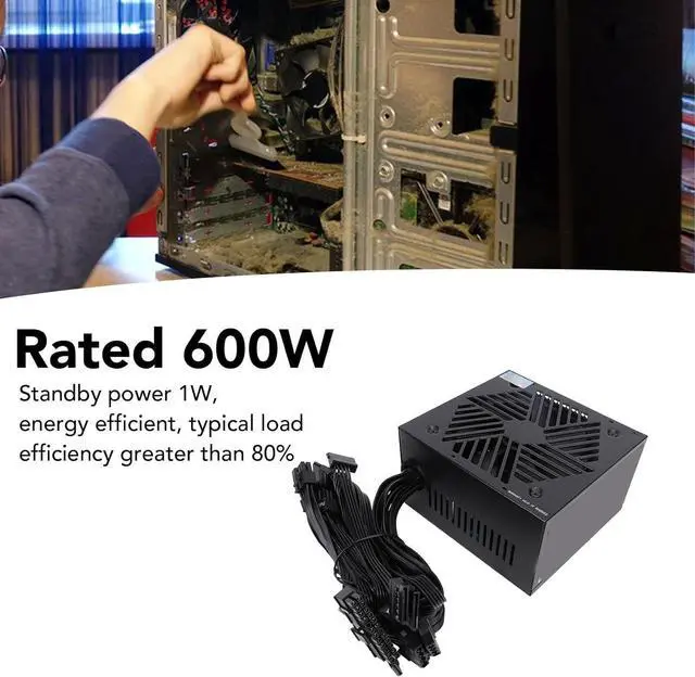 Alt view image 4 of 7 - High Efficiency 700W Gaming Power Supply, 80 Gold Certified ATX PSU, Auto Thermally Controlled Fan, All Protections, Energy Saving Model, Standby Power Consumption, Compatible,