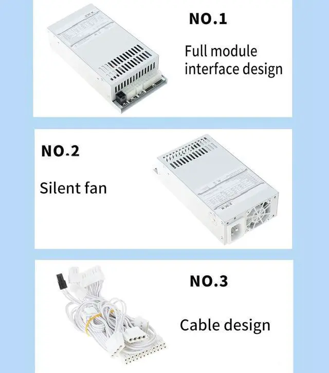 Alt view image 6 of 7 - Efficient 300W Fully Module Small 1U Power for Easy Cable Management in NAS Desktops PC Case 1U Power Supply
