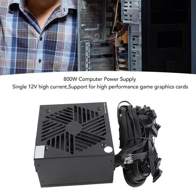 Alt view image 6 of 7 - 800W Power Supply, Energy Efficient Gaming PC Auto Speed Adjust Fan, Supports Dual Core Platforms with Overcurrent, Dual Core Platform Active Gaming Power Supply