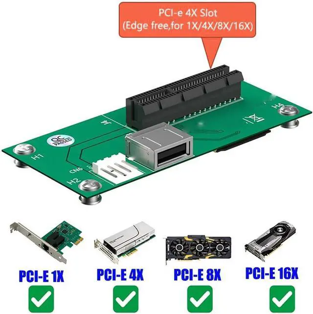 Alt view image 2 of 7 - Mini PCIE to PCIE Express 4X Extension Cord Adapter, USB Riser Card with High Speed FPC Cable, Plug and Play, Supports 2000 to Win10, PCIE 1X/4X Cards Compatible