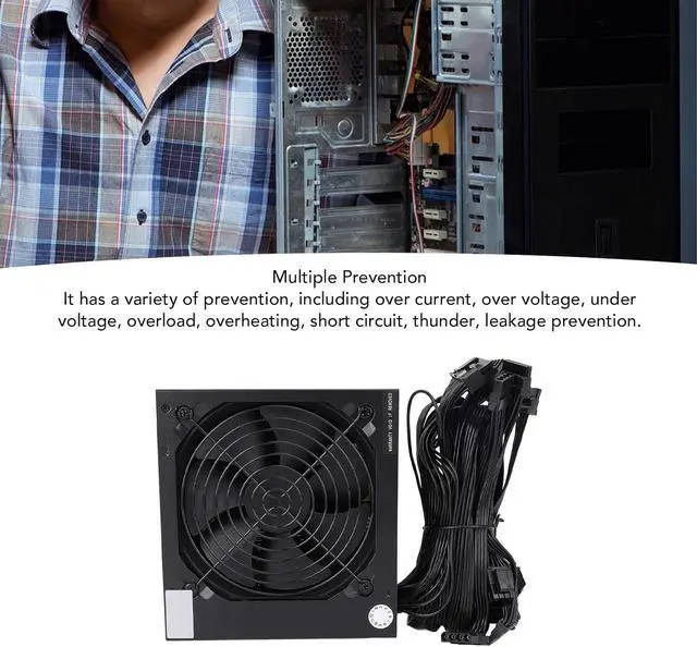 Alt view image 2 of 7 - Powerful 12V ATX Power Supply Equipped with Multiple Protections, Designed for Energy Efficiency, with Intelligent Temperature Control, Switchable Fan