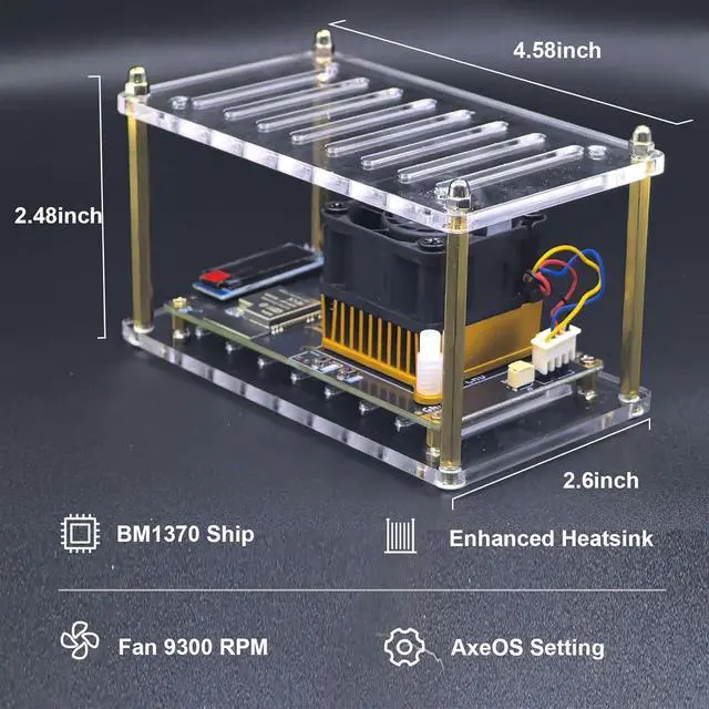 Alt view image 2 of 6 - NerdRhino Bit Gamma - 1.2+TH/s Bitcoin Miner BM1370 ASIC chip Acrylic Structure Redefining Home Bitcoin Mining Machine