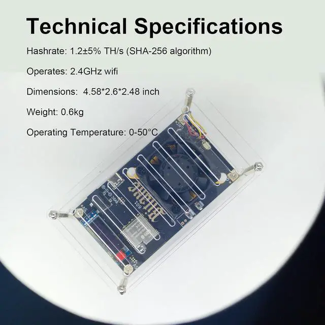 Alt view image 5 of 6 - NerdRhino Bit Gamma - 1.2+TH/s Bitcoin Miner BM1370 ASIC chip Acrylic Structure Redefining Home Bitcoin Mining Machine