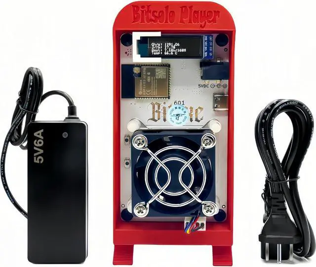 Main image of Bitaxe Gamma 601-Bitcoins Miner Ultal Open Source 1-1.2TH/S-18W-BTC Solo Miner with Asic BM1370 chip-Low Noise&Low Power Consumption for Home use-Crypto Miner with 2.4GWifi (red and White)