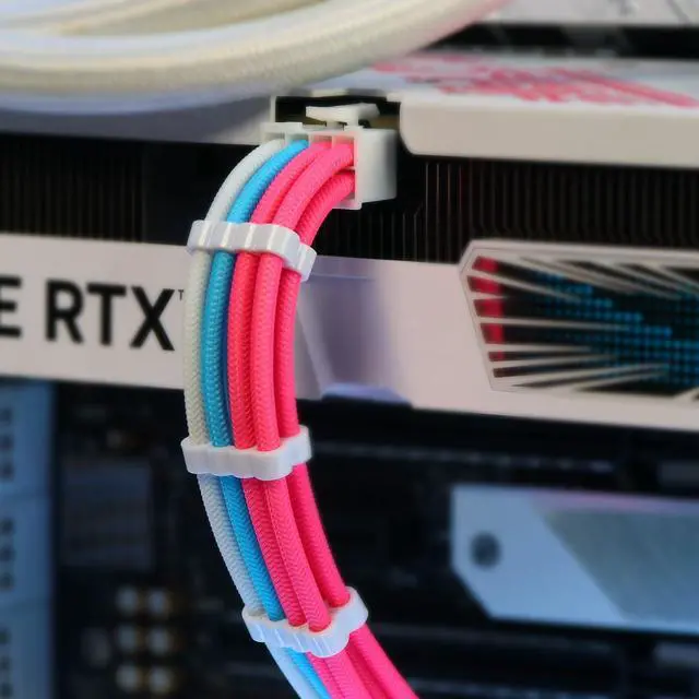 Alt view image 7 of 7 - Sirlyr PSU Cable Extension,Customed Pre-Bend PC Power Supply Cable,1x 24 Pin ATX / 2X 8 (4+4) Pin EPS/Longer 3X 8 (6+2) Gold-Plated Pin Pcie,Nylon Sleeved Pink Blue White,6 Kits