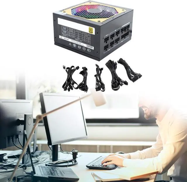 Alt view image 2 of 7 - EINCORN 850W Full Modularity LED 20+4Pin Professional Video Game Computer PC Power Supply Low Noise Cooling Fan for Electronic S