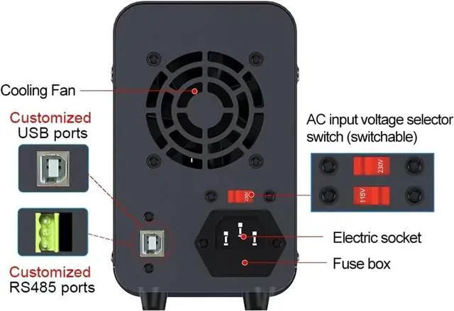 Alt view image 2 of 3 - Adjustable Power Supply USB Interface 115v/230v APS1602H 0-160V 0-2A 320W Programmable DC Power Supplies