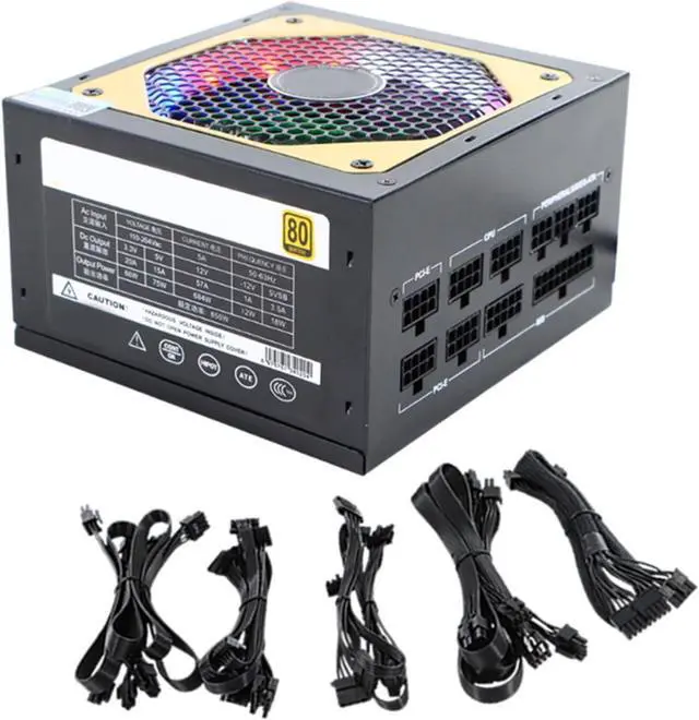 Alt view image 4 of 7 - EINCORN 850W Full Modularity LED 20+4Pin Professional Video Game Computer PC Power Supply Low Noise Cooling Fan for Electronic S