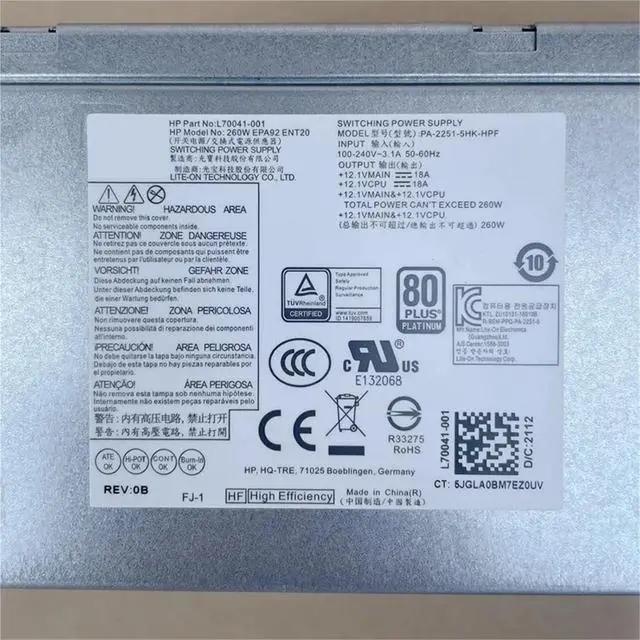 Alt view image 2 of 3 - L70041-001 For ProDesk 600 G6 400 G7 480 G7 MT 260W Power Supply PCK018 PA-2251-5HK-HPF