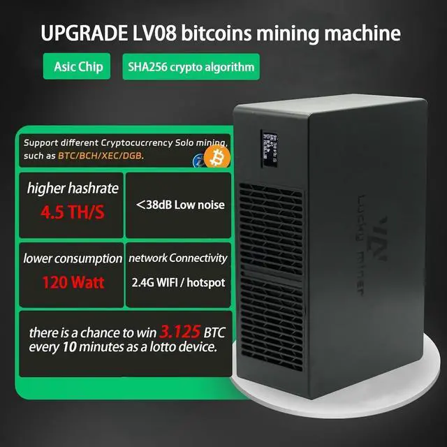 Alt view image 2 of 7 - Bitcoins Miner Machine Lotto Mining Device 4.5TH/S WiFi SHA-256 Asic Chip BM1366 Portable V8 Micro Silent Cryptocurrency Home Use