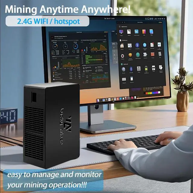 Alt view image 4 of 7 - Bitcoins Miner Machine Lotto Mining Device 4.5TH/S WiFi SHA-256 Asic Chip BM1366 Portable V8 Micro Silent Cryptocurrency Home Use