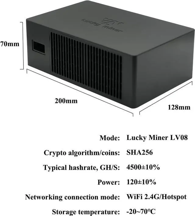Alt view image 7 of 7 - Bitcoins Miner Machine Lotto Mining Device 4.5TH/S WiFi SHA-256 Asic Chip BM1366 Portable V8 Micro Silent Cryptocurrency Home Use
