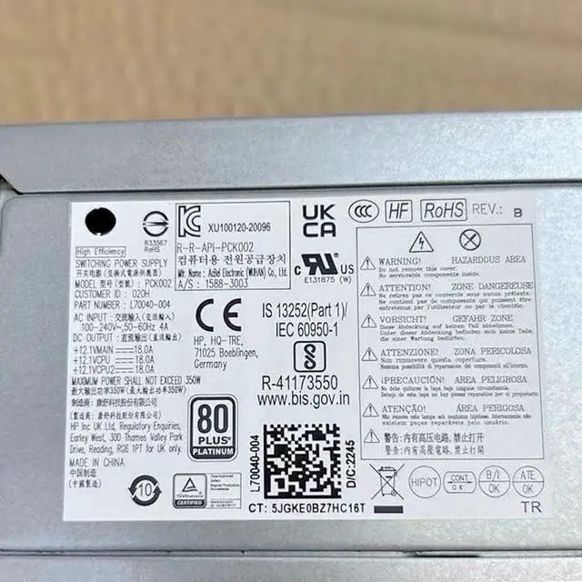 Alt view image 6 of 6 - PSU for H P Z1 Z2 G4 G5 G6 G8 350W Switching Power Supply L70042-004 PCK002