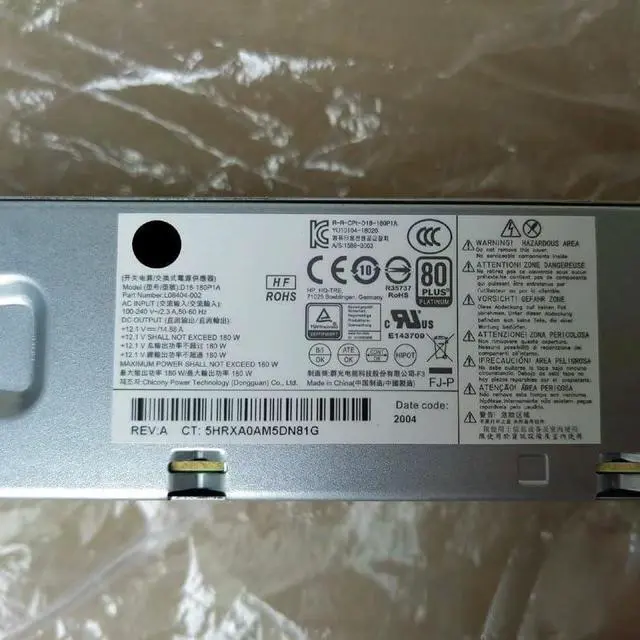 Alt view image 5 of 6 - PSU for H P Prodesk 280 400 600 680 G3 G4 G5 G6 SFF 180W Power Supply Adapter L08404-002 D18-180P1A
