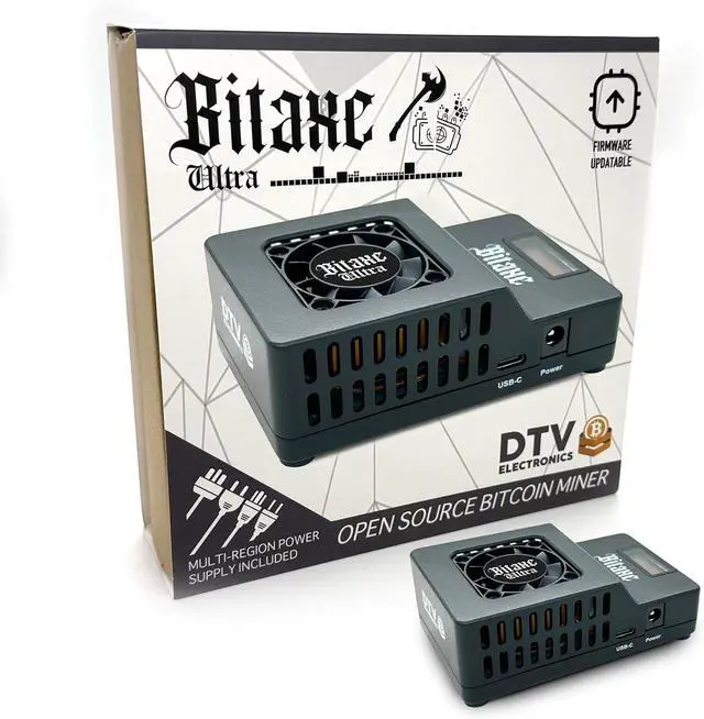 Main image of DTV  ELECTRONICS Bitaxe Ultra Open Source Bitcoin ASIC Miner - BTC Miner with 500 GH/s Hash Rate, Low Power Consumption - Quiet Solo Bitcoin Miner for Home Use with Multi-Regional PSU