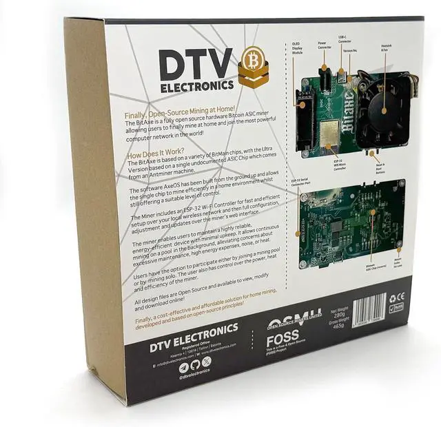 Alt view image 2 of 7 - DTV  ELECTRONICS Bitaxe Ultra Open Source Bitcoin ASIC Miner - BTC Miner with 500 GH/s Hash Rate, Low Power Consumption - Quiet Solo Bitcoin Miner for Home Use with Multi-Regional PSU