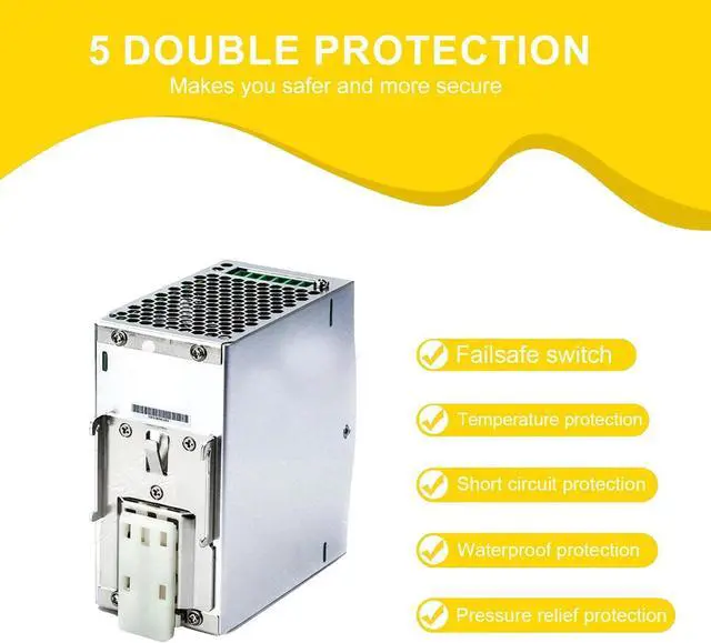 Alt view image 4 of 7 - Mean Well WDR-240-24 240W 24V 10A DIN Rail Power Supply - 91% High Efficiency, Active PFC, Compact Design for Light Load Industrial Control and Automation - 180-550VAC Input, Reliable