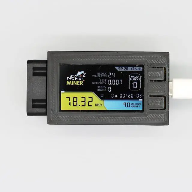 Alt view image 2 of 6 - Nerdminer V2 Pro 78KH/s Hash Rate Open Source Bitcoin Solo Miner Lottery Miner with Cooling Fan Orange Case