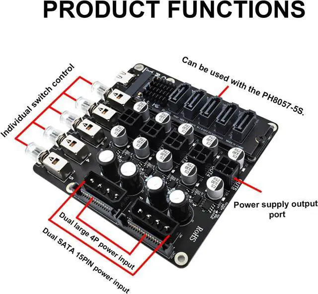 Alt view image 7 of 7 - SYJHHWGS Double 15Pin 4Pin Power Control Switching Module for Multiple Computer Setups with Indicators