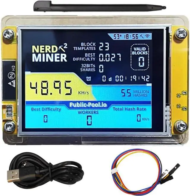 Main image of Bitcoins Miner USB NerdMiner V2 ESP32 Hashrate 49K/S 2.8 Inch Smart Display Crypto Solo Lottery Miner Solo Mining Machine