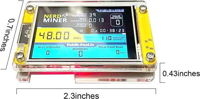 Alt view image 2 of 6 - Bitcoins Miner USB NerdMiner V2 ESP32 Hashrate 49K/S 2.8 Inch Smart Display Crypto Solo Lottery Miner Solo Mining Machine