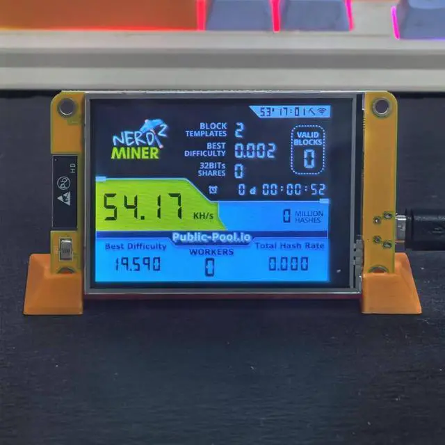 Alt view image 3 of 6 - Bitcoins Miner USB NerdMiner V2 ESP32 Hashrate 49K/S 2.8 Inch Smart Display Crypto Solo Lottery Miner Solo Mining Machine