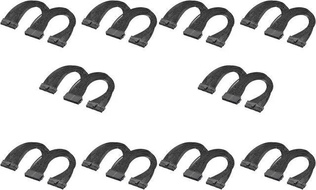 Main image of Kikolufy 10X Dual PSU Power Supply 24-Pin ATX Motherboard Splitter Cable,24Pin(20+4) for ATX Motherboard Extension Cable
