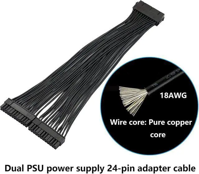 Alt view image 4 of 6 - Kikolufy 10X Dual PSU Power Supply 24-Pin ATX Motherboard Splitter Cable,24Pin(20+4) for ATX Motherboard Extension Cable