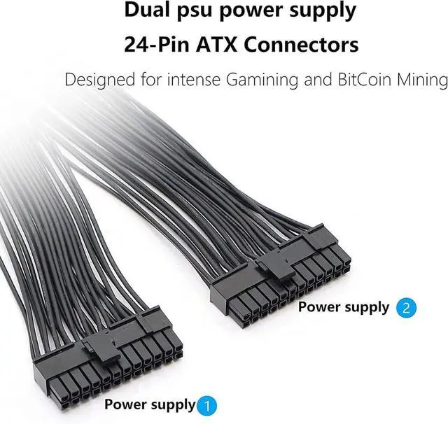 Alt view image 5 of 6 - Kikolufy 10X Dual PSU Power Supply 24-Pin ATX Motherboard Splitter Cable,24Pin(20+4) for ATX Motherboard Extension Cable