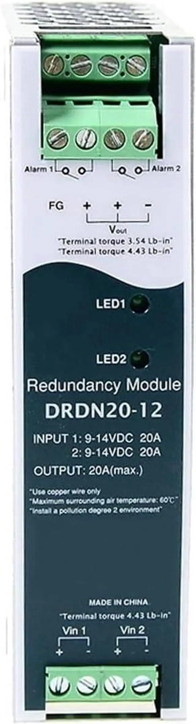 Alt view image 2 of 6 - DRDN20-12 12V DC 20A DIN Rail Type Redundancy Module