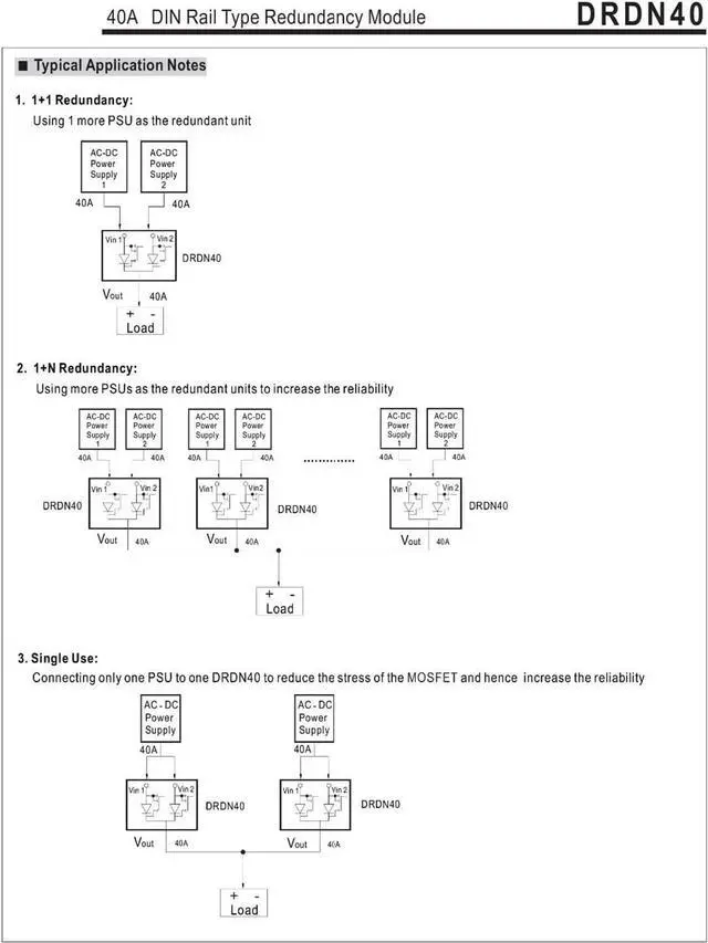 Alt view image 6 of 7 - DRDN40-48 48V DC 40A DIN Rail Type Redundancy Module