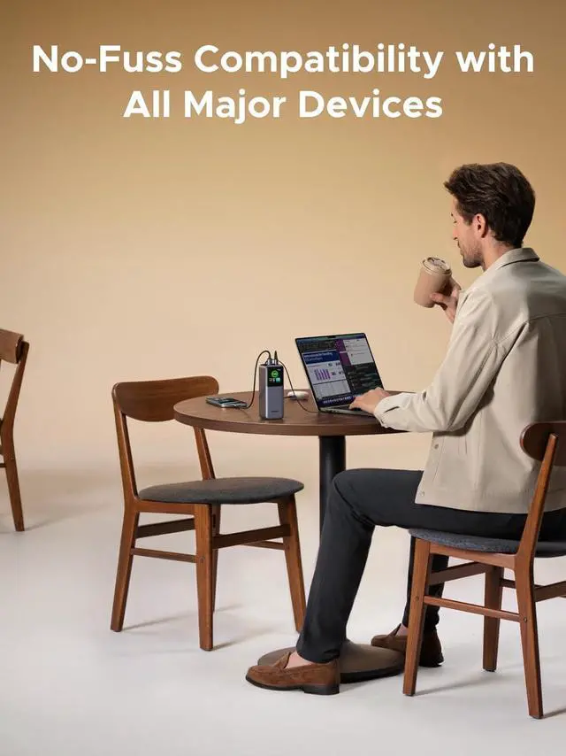 Alt view image 7 of 7 - UGREEN 20,000mAh Laptop Power Bank for MacBook, Built-in and 100W Retractable Cables, 165W Portable Charger for Multi-Device Charging, Smart Digital Display, for iPhone 16/15 Series, Samsung, and More