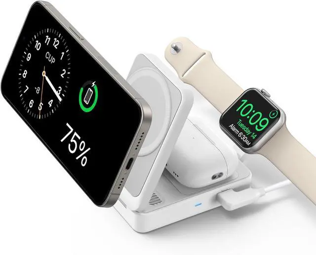 Main image of Anker MagGo 3-in-1 iPhone 16 Charging Station, MagSafe-Compatible Wireless Charger Stand, Qi2 Certified 15W Foldable Charger for iPhone 15/14, AirPods, Apple Watch 9 (40W USB-C Charger Included)