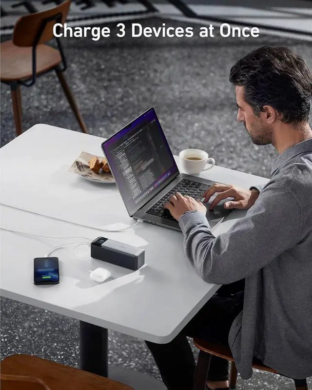 Alt view image 7 of 7 - Anker Power Bank, 24,000 mAh 3-Port Portable Charger with 140W Output, Smart Digital Display, Compatible with iPhone 15/15 Plus/15 Pro/15 Pro Max, iPhone 14/13 Series, Samsung, MacBook, Dell, AirPods