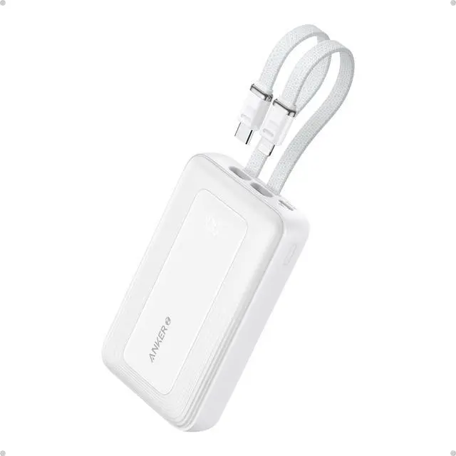 Main image of Anker Zolo Power Bank, 10,000mAh 30W Max Fast Portable Charger with Built-in USB-C and MFi Certified Lightning Cables, USB-C&A, Battery Pack for iPhone 16/15 Series, MacBook, Galaxy (White)