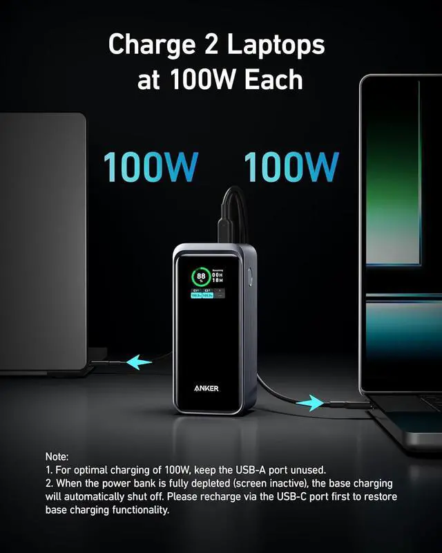 Alt view image 5 of 7 - Anker Prime Power Bank, 20,000mAh 200W Portable Laptop Charger for Travel, TSA-Approved, Smart Digital Display, 2 USB-C and 1 USB-A Port, for iPhone 16/15/14 Series, Samsung, MacBook, and More