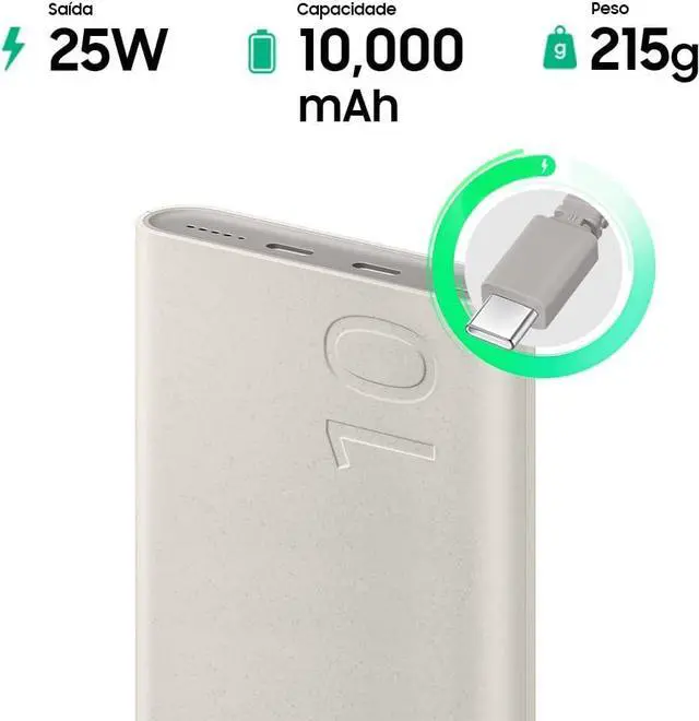 Alt view image 3 of 5 - SAMSUNG EB-P3400 Beige Portable Power Bank External Battery, Super Quick Charge 25W, Two USB-C Outputs 10000 MAH