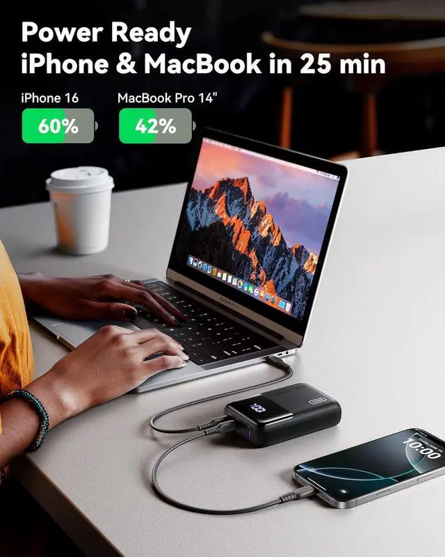 Alt view image 4 of 7 - INIU Power Bank, 25000mAh 100W High Capacity Laptop & Phone Portable Charger, Fast Charging Flight Cruise Ship Family Essentials Traveling Powerbank for College Students Teen Boys Girls, Yellow