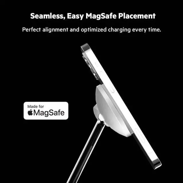 Alt view image 3 of 7 - Belkin BoostCharge PRO 3-in-1 Wireless Charger with MagSafe for iPhone 13, 12 + Apple Watch + AirPods (Magnetically Charges iPhone 13 and 12 Models up to 15W)