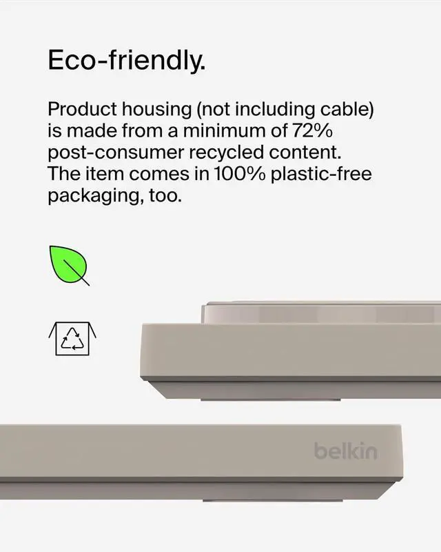 Alt view image 7 of 7 - Belkin MagSafe-Compatible 2-in-1 Wireless Charger 15W, Fast Charging Station for iPhone 16, 15, 14, 13 Series, AirPods, and More - Dual Device Charging Pad - Sand