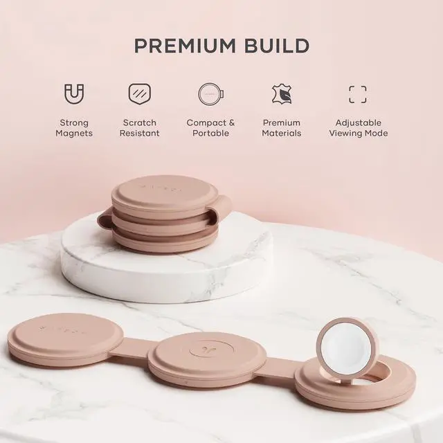 Alt view image 6 of 7 - Satechi OntheGo 3 in 1 Wireless Charger, Qi2 Portable Charger with 15W Fast Charging for iPhone, 5W for Apple Watch, and 5W for AirPods, Magnetic Travel Charging Station  Desert Rose